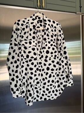 Ann Taylor Black and White Dalmation Print Blouse